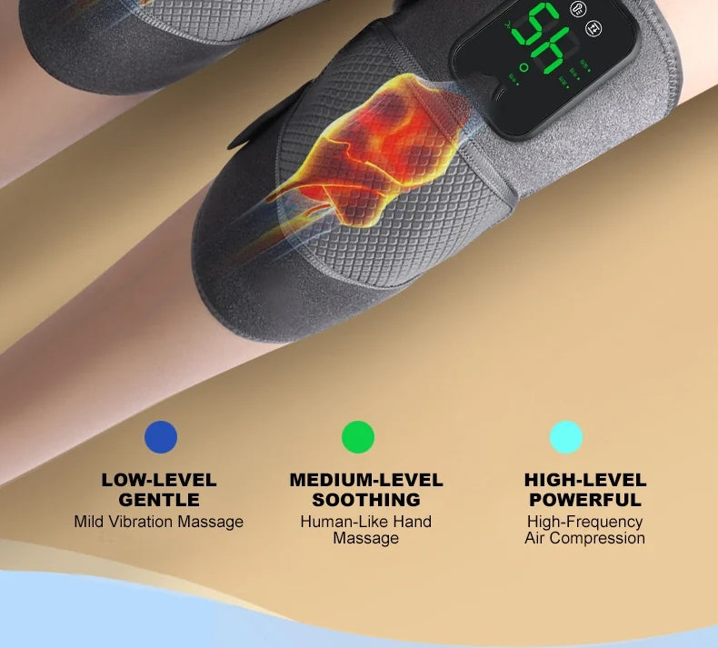 Set 2 Aparate tip Genunchiera cu 3 functii de Incalzire si 3 functii de Masaj tip Vibratii, Acumulator Incorporat 4000 mAh, Ameliorareaza Durerea de Umar, Cot, Genunchi, Marime Universala, Negru