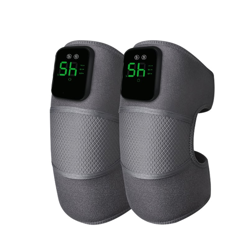Set 2 Aparate tip Genunchiera cu 3 functii de Incalzire si 3 functii de Masaj tip Vibratii, Acumulator Incorporat 4000 mAh, Ameliorareaza Durerea de Umar, Cot, Genunchi, Marime Universala, Negru
