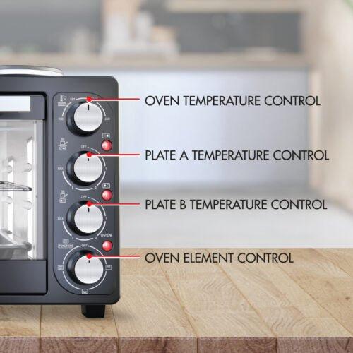 Cuptor si Plita Electrica Hoffmans - 55L, 2000W + 1600W, Aer Cald, 2 Plite, Termostat Reglabil, HM-753