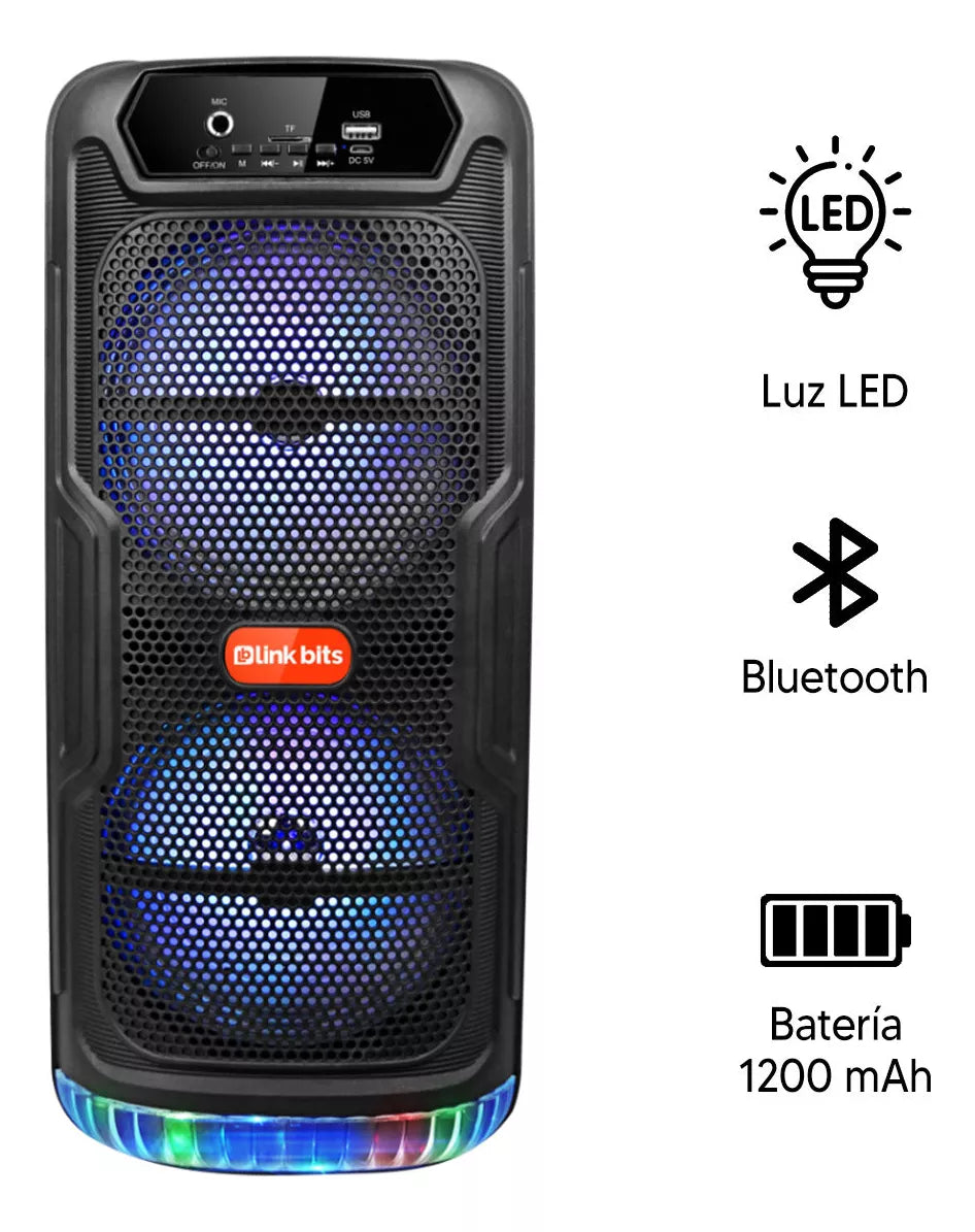 Boxă Portabilă Bluetooth – 30W RMS, Lumini RGB, Radio FM, Slot Card TF, Baterie 1200mAh