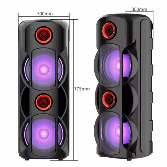 Boxă Portabilă Tip Turn – 300W PMPO, Lumini LED, Karaoke