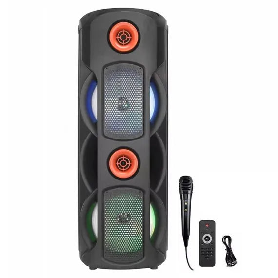 Boxă Portabilă Tip Turn – 300W PMPO, Lumini LED, Karaoke