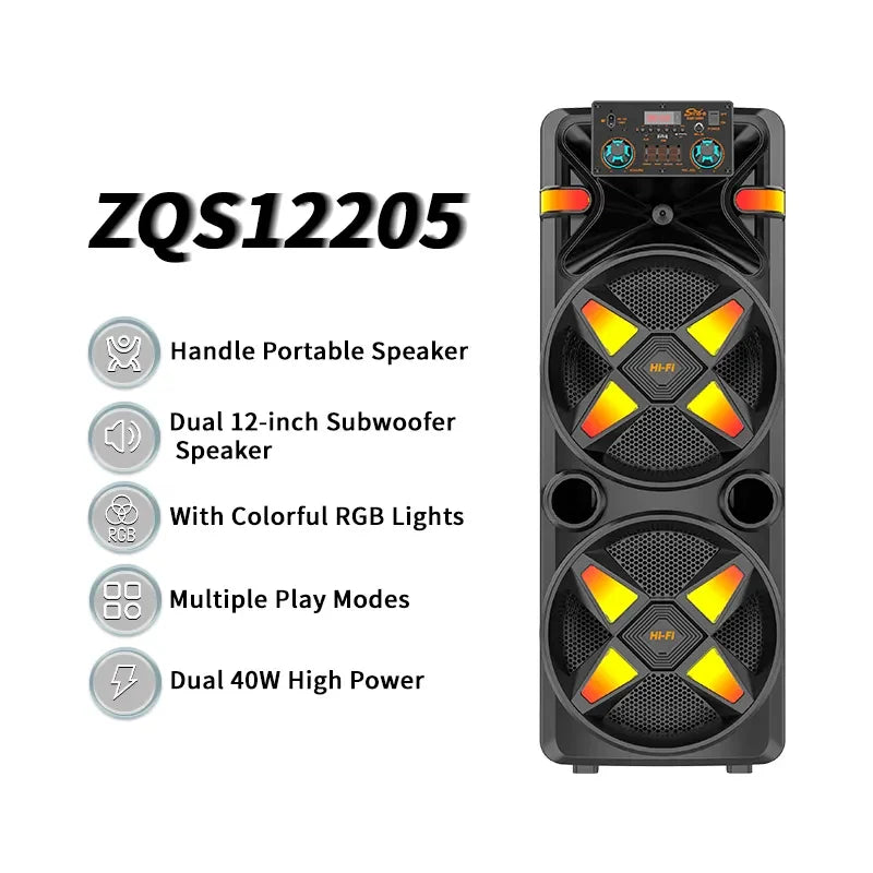 Boxă Wireless ZQS-12205 – 80W de putere, LED-uri RGB și distracție garantată
