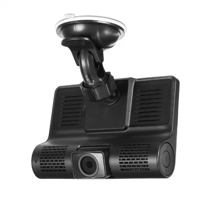 Cameră Auto DVR Dublă Full HD 4" – 3 Lentile, Vedere Nocturnă, G-Senzor, Unghi Larg 170°
