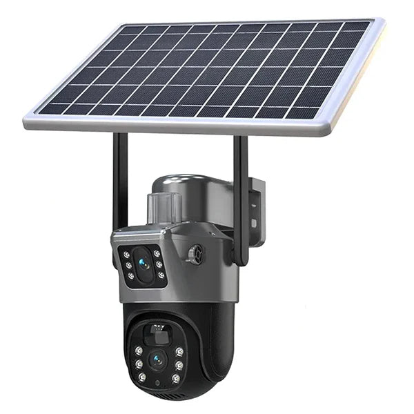 Camera De Supraveghere Cu Panou Solar,4G,Senzor De Miscare,Lentile Duble,4G HD 8MP
