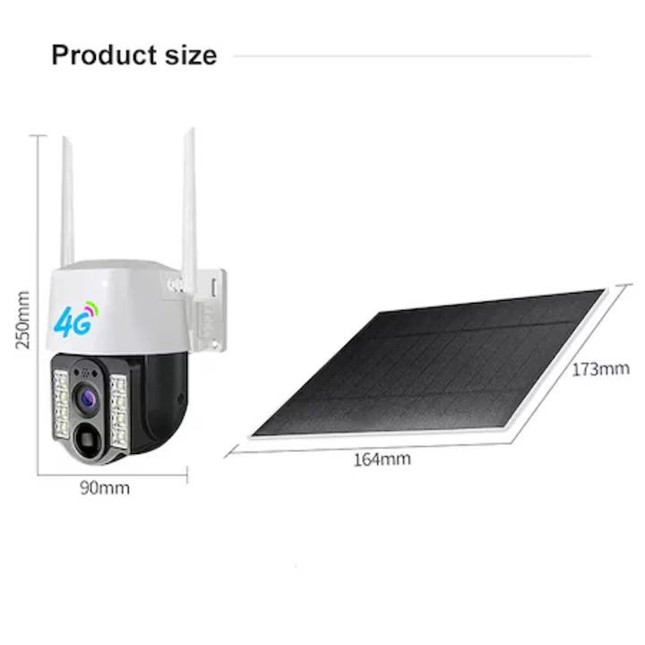 Camera Supraveghere video cu panou solar si cartela SIM, conexiune 4G, FULL HD, panou solar 7,5W acumulatori inclusi 8000mah, intelligent tracking, PTZ, Micro SD, Rotire, Alarma miscare, excelenta pentru locuri izolate, Interior - Exterior
