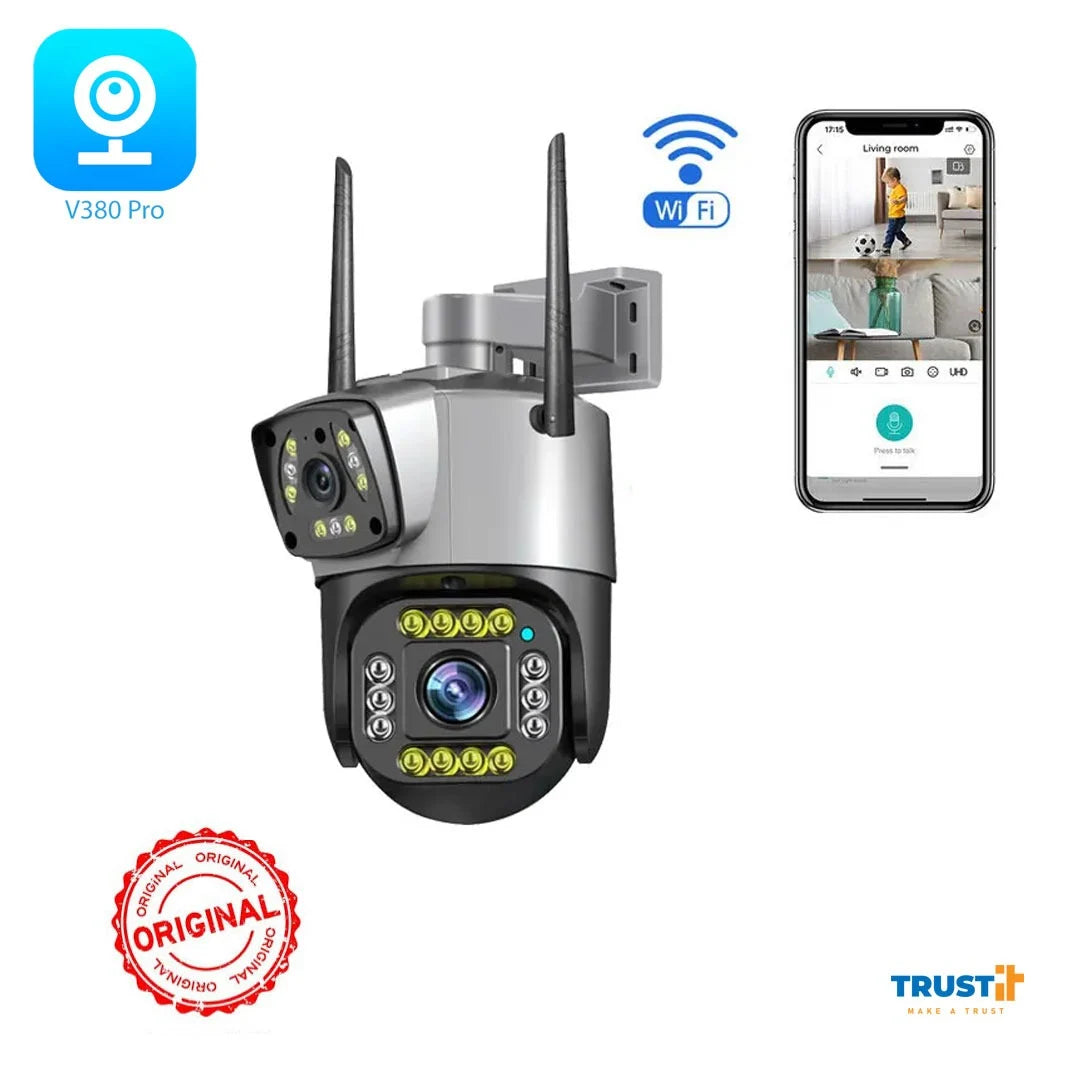 Camera Supraveghere Dubla, Wireless, 2 Lentile Comunicare Bidirectionala, cu Aplicatie pentru Android, IOS si PC