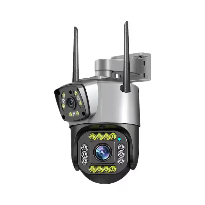 Camera Supraveghere Dubla, Wireless, 2 Lentile Comunicare Bidirectionala, cu Aplicatie pentru Android, IOS si PC