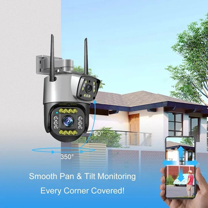 Camera Supraveghere Dubla, Wireless, 2 Lentile Comunicare Bidirectionala, cu Aplicatie pentru Android, IOS si PC