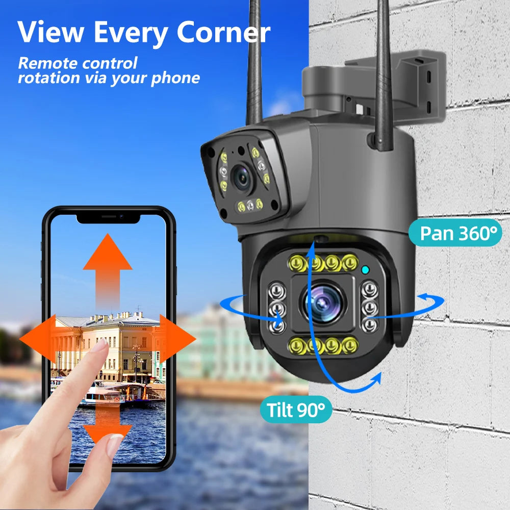 Camera Supraveghere Dubla, Wireless, 2 Lentile Comunicare Bidirectionala, cu Aplicatie pentru Android, IOS si PC