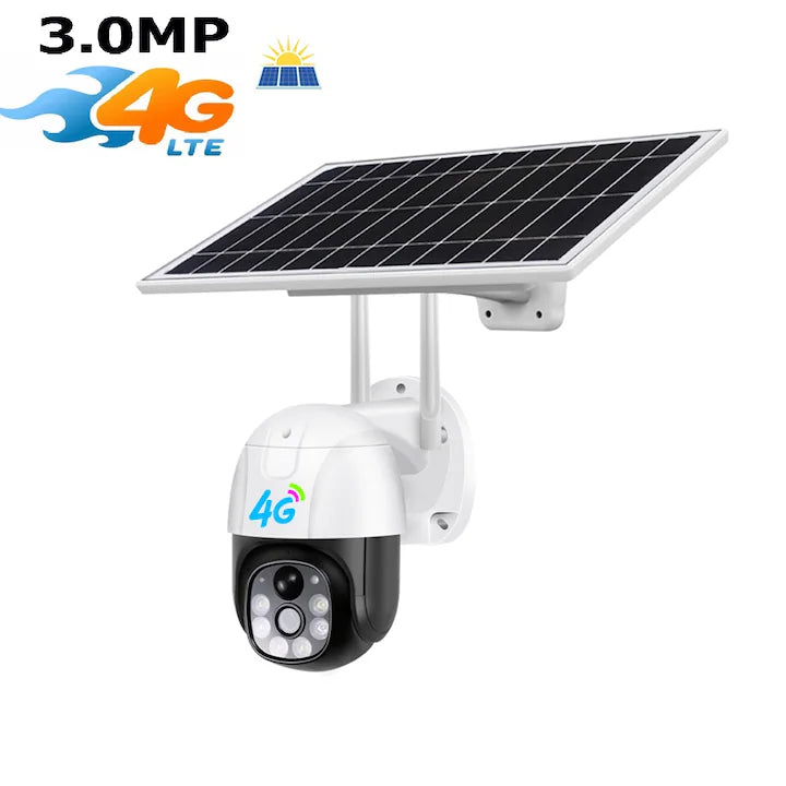 Camera Supraveghere video cu SIM, conexiune 4G, 3MP 2048 x 1536 cu panou solar, acumulatori inclusi 8000mah, intelligent tracking, PTZ, Micro SD, Rotire, Alarma miscare, Interior & Exterior