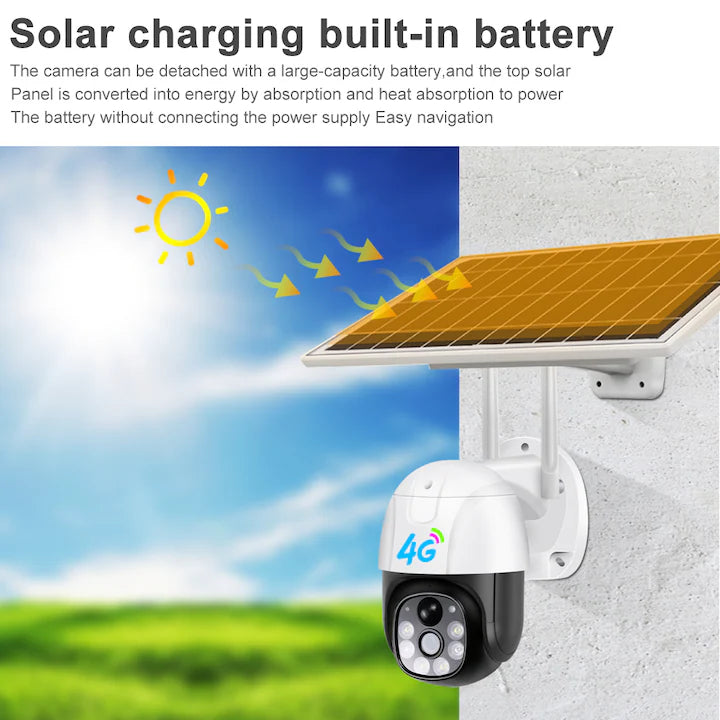 Camera Supraveghere video cu SIM, conexiune 4G, 3MP 2048 x 1536 cu panou solar, acumulatori inclusi 8000mah, intelligent tracking, PTZ, Micro SD, Rotire, Alarma miscare, Interior & Exterior