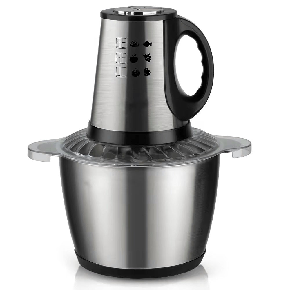 Tocător electric pentru carne și legume, 4 lame din oțel inoxidabil de calitate superioară, capacitate 3L, recipient din inox, culoare argintie