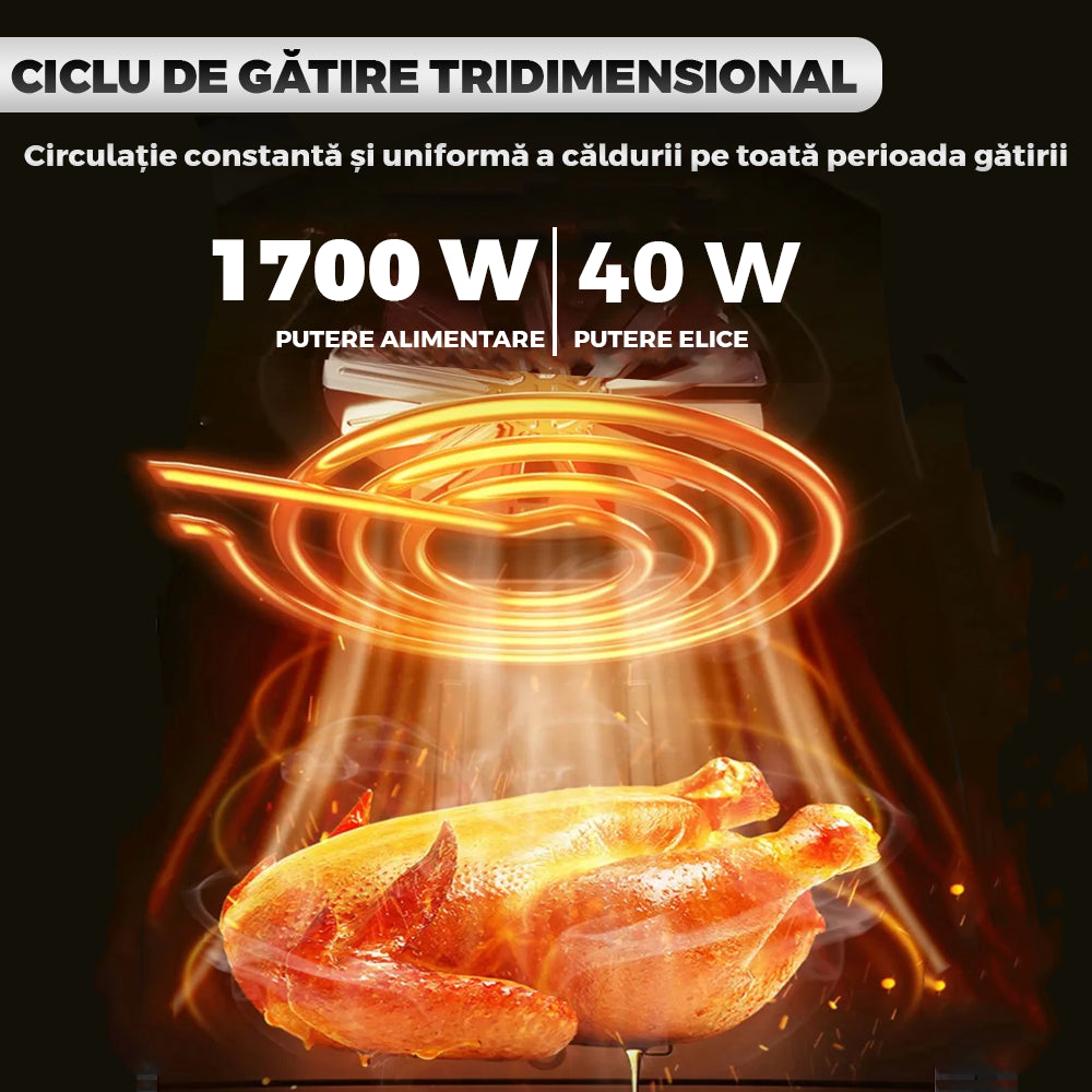 Friteuza Dubla Fara Ulei Air Fryer, 9 L, afisaj digital, tehnologie smart sensing, programe smart chef automate, negru