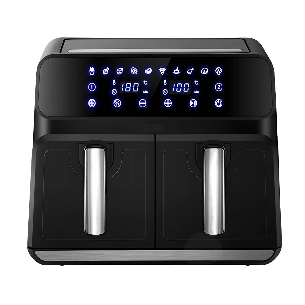 Friteuza Dubla Fara Ulei Air Fryer, 9 L, afisaj digital, tehnologie smart sensing, programe smart chef automate, negru