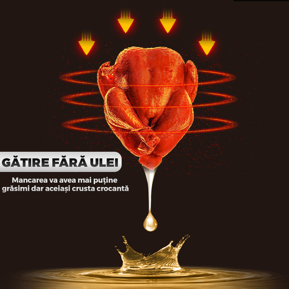 Friteuza Dubla Fara Ulei Air Fryer, 9 L, afisaj digital, tehnologie smart sensing, programe smart chef automate, negru