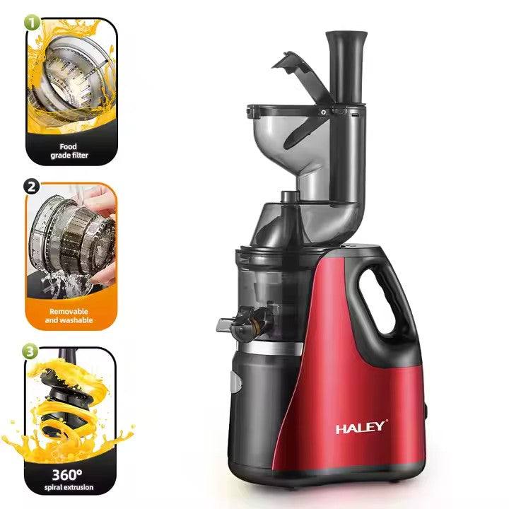 Storcător Electric Fructe și Legume 150W – Inox, Sistem Anti-Alunecare, Design Roșu/Negru, Eficient și Compact