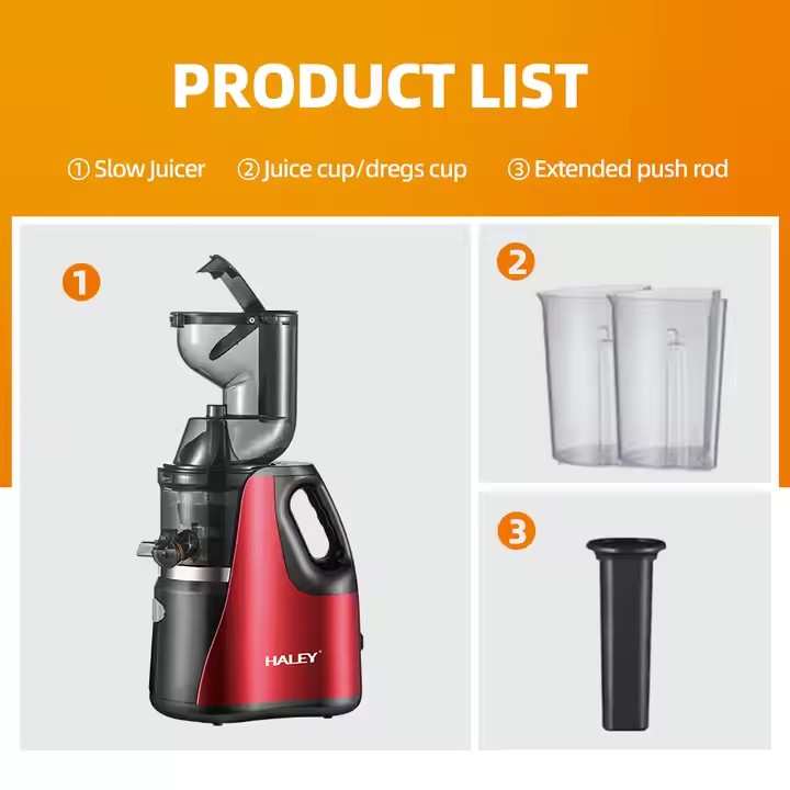 Storcător Electric Fructe și Legume 150W – Inox, Sistem Anti-Alunecare, Design Roșu/Negru, Eficient și Compact