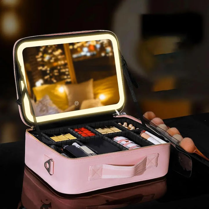 Geantă pentru Cosmetice cu Iluminare LED – Eleganță, Organizare și Funcționalitate Premium