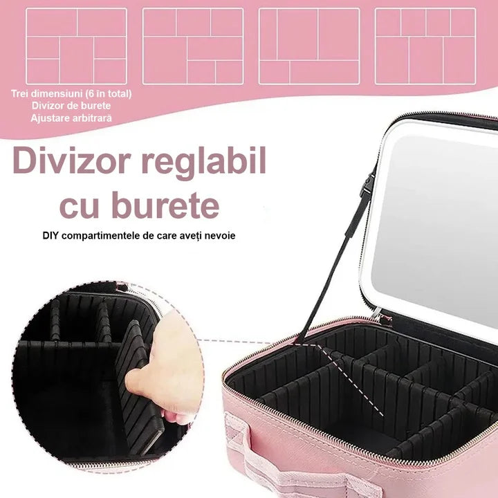 Geantă pentru Cosmetice cu Iluminare LED – Eleganță, Organizare și Funcționalitate Premium