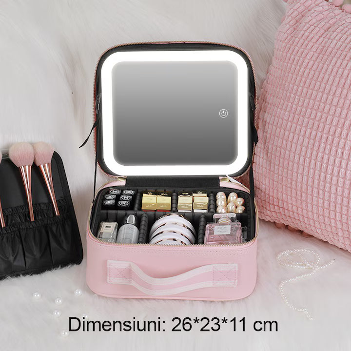 Geantă pentru Cosmetice cu Iluminare LED – Eleganță, Organizare și Funcționalitate Premium