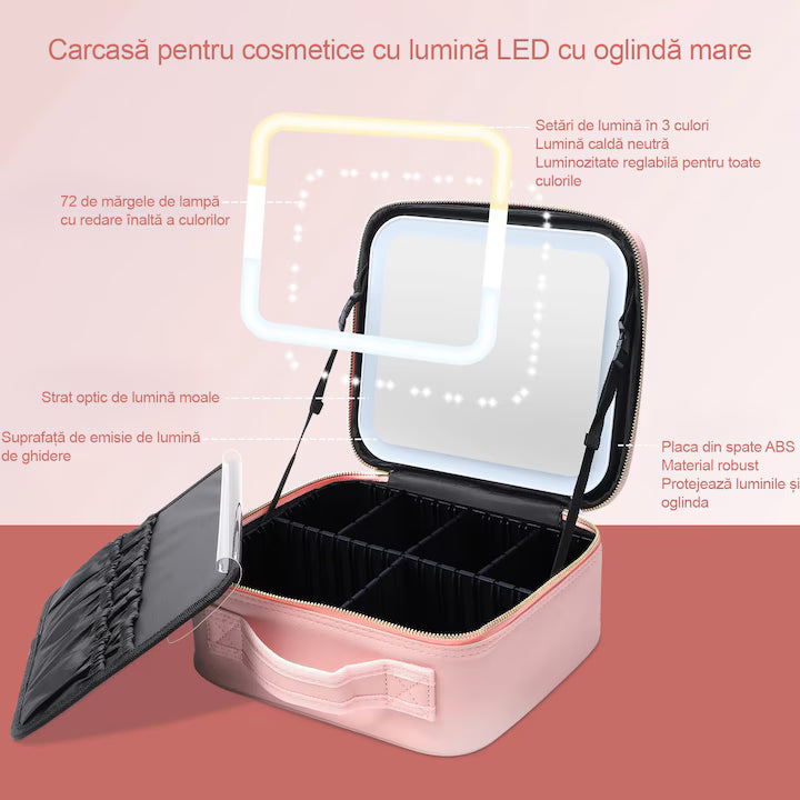 Geantă pentru Cosmetice cu Iluminare LED – Eleganță, Organizare și Funcționalitate Premium
