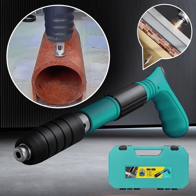Pistol de Cuie Manual pentru Fixare in Beton, Lemn, Fier, Pardoseala, 5 trepte ajustabile, Lungime cuie 27mm, Set 100 Cuie incluse CADOU