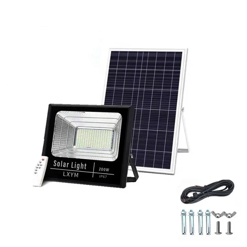 Proiector Solara LED, Jortan,corp iluminat, cu incarcare solara, panou separat fotovoltaic, suport, telecomanda