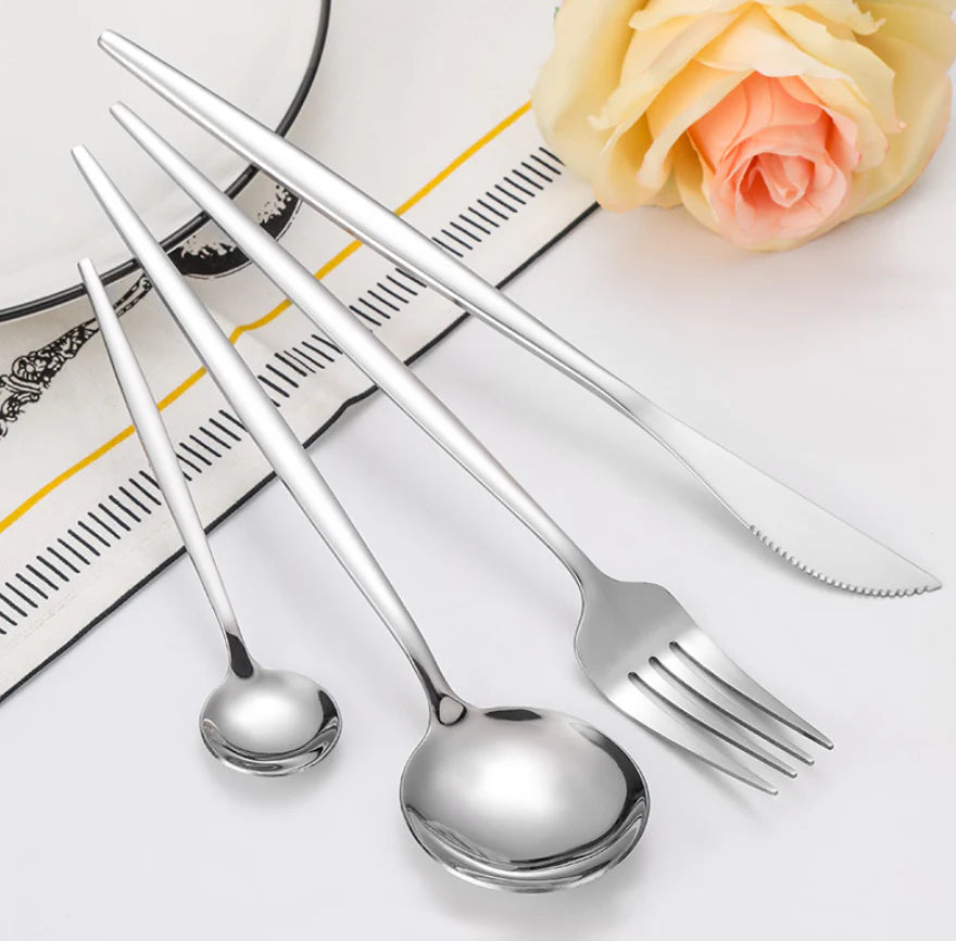 Set Tacamuri 24 Piese Stil Portughez, Otel Inoxidabil