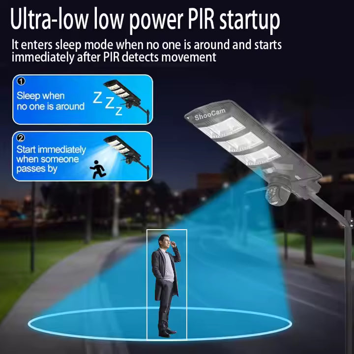 Lampa Solară cu Cameră de Supraveghere Încorporată, WiFi/4G, IP65, 450W