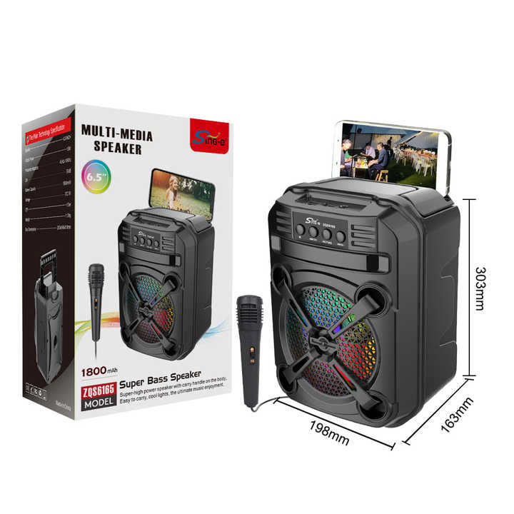 Boxă Portabilă 6.5” – 300W PMPO, Bluetooth 5.0, Lumini RGB și Sunet Exploziv