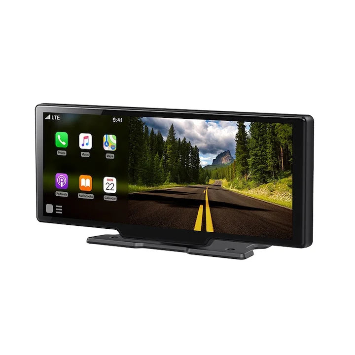 Navigatie Auto Multimedia Universarala, Display 10.26 inch, Camera inregistrare fata + spate inclusa, Ecran IPS HD full-touch, CarPlay/Android Auto, Wireless, BT, FM, AUX, MirrorCast, Split-screen, Card Micro-SD 32 GB Inclus, Negru