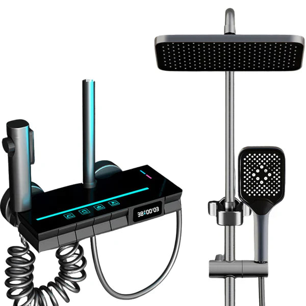 Coloana de Dus Smart, Afisaj LED, Control Termostatic, 4 Moduri de Pulverizare, Rotatie 360°, Tehnologie de Pulverizare cu Aer, Lumini LED, Materiale Premium, Para Dus, Robinet Ascuns, Fara Conectare Electrica