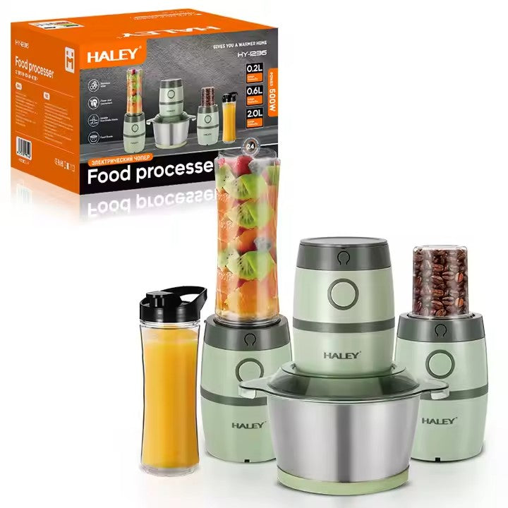 Robot 3 în 1 de Carne și Legume Mini, 2L, 500W,  din Oțel Inoxidabil, Verde