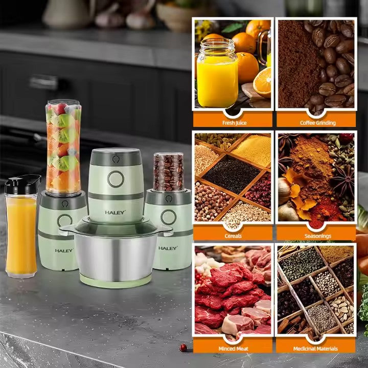 Robot 3 în 1 de Carne și Legume Mini, 2L, 500W,  din Oțel Inoxidabil, Verde
