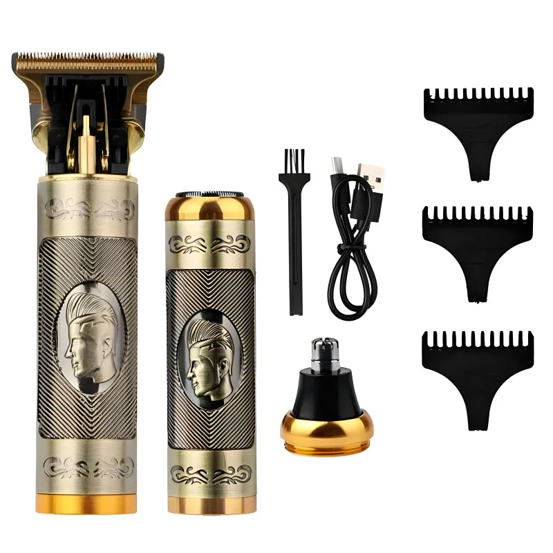 Set aparat de tuns vintage 3 in 1, Reincarcare USB, Multifunctional, Otel Inoxidabil