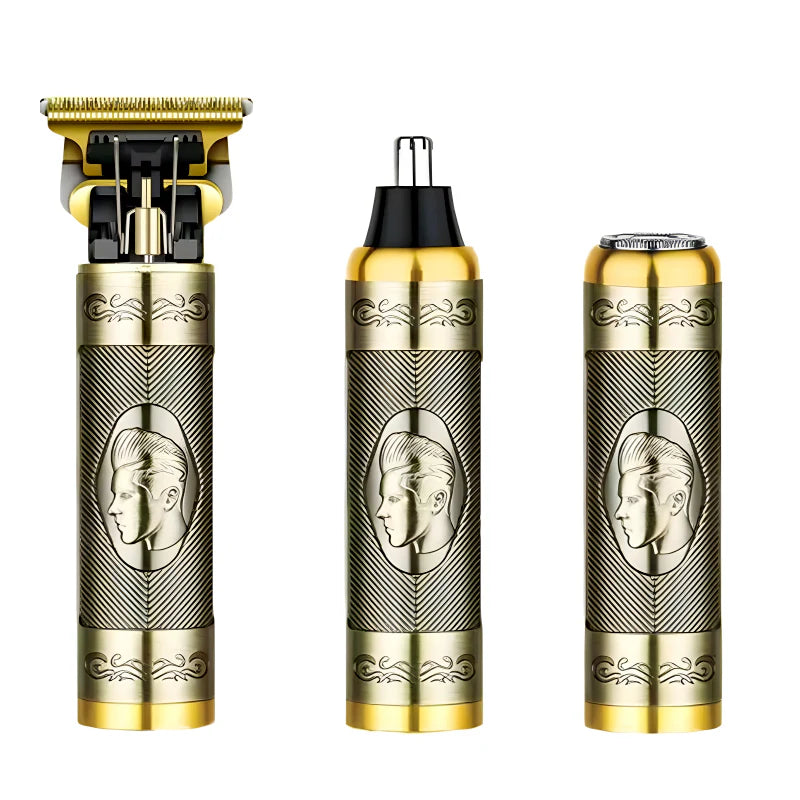 Set aparat de tuns vintage 3 in 1, Reincarcare USB, Multifunctional, Otel Inoxidabil