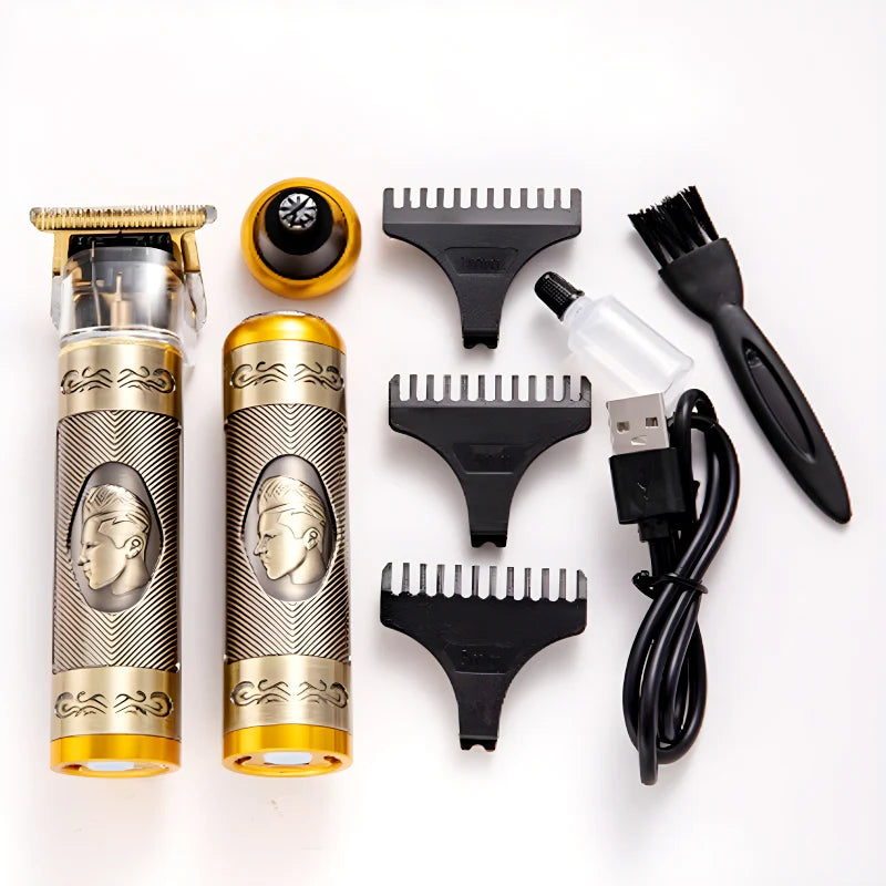 Set aparat de tuns vintage 3 in 1, Reincarcare USB, Multifunctional, Otel Inoxidabil